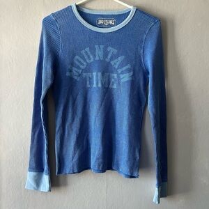 American Eagle Blue Mountain Time Waffle Knit Long Sleeve Shirt Size Medium